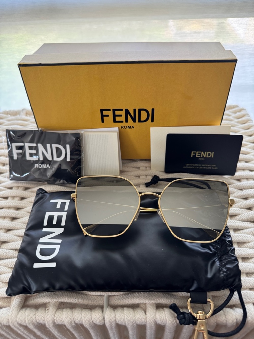 Fendi Gold Metal Frame Sunglasses